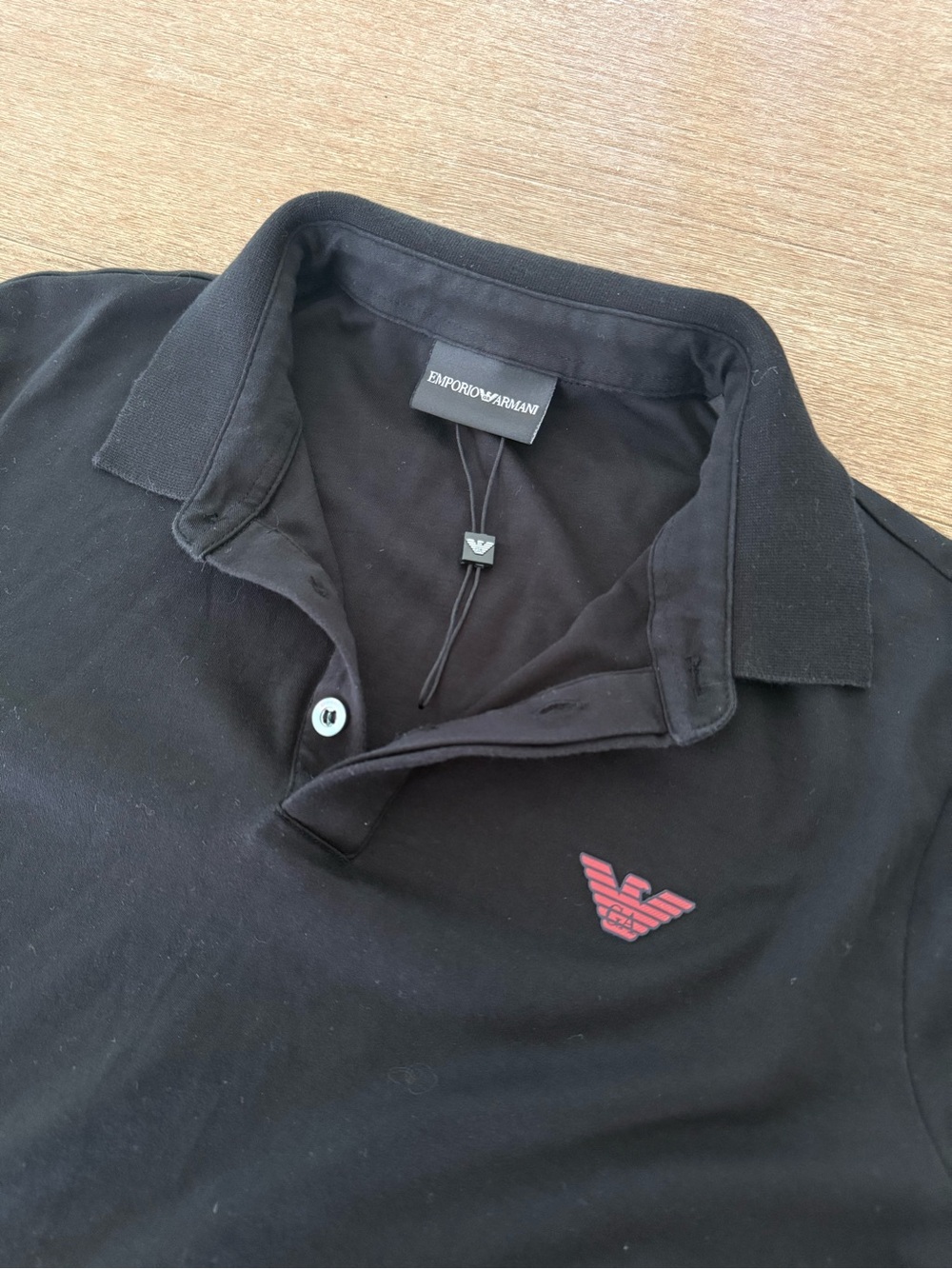 Emporio Armani Black Polo with Red Eagle Logo